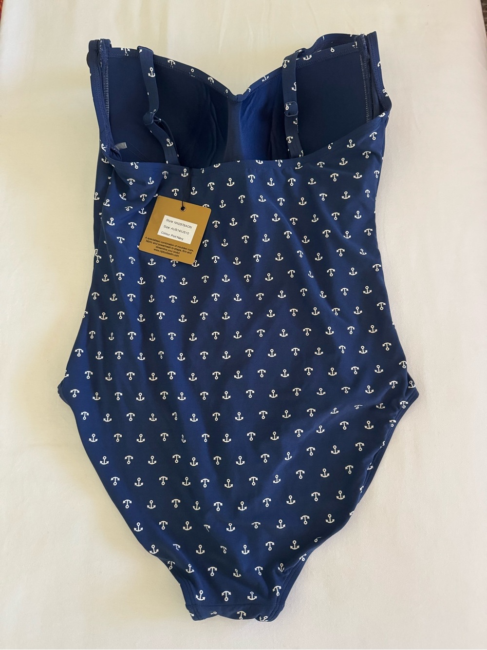 NWT NipTuck one piece swimsuit size 10. Navy blue w/white anchors. Adorable! - Picture 3 of 4